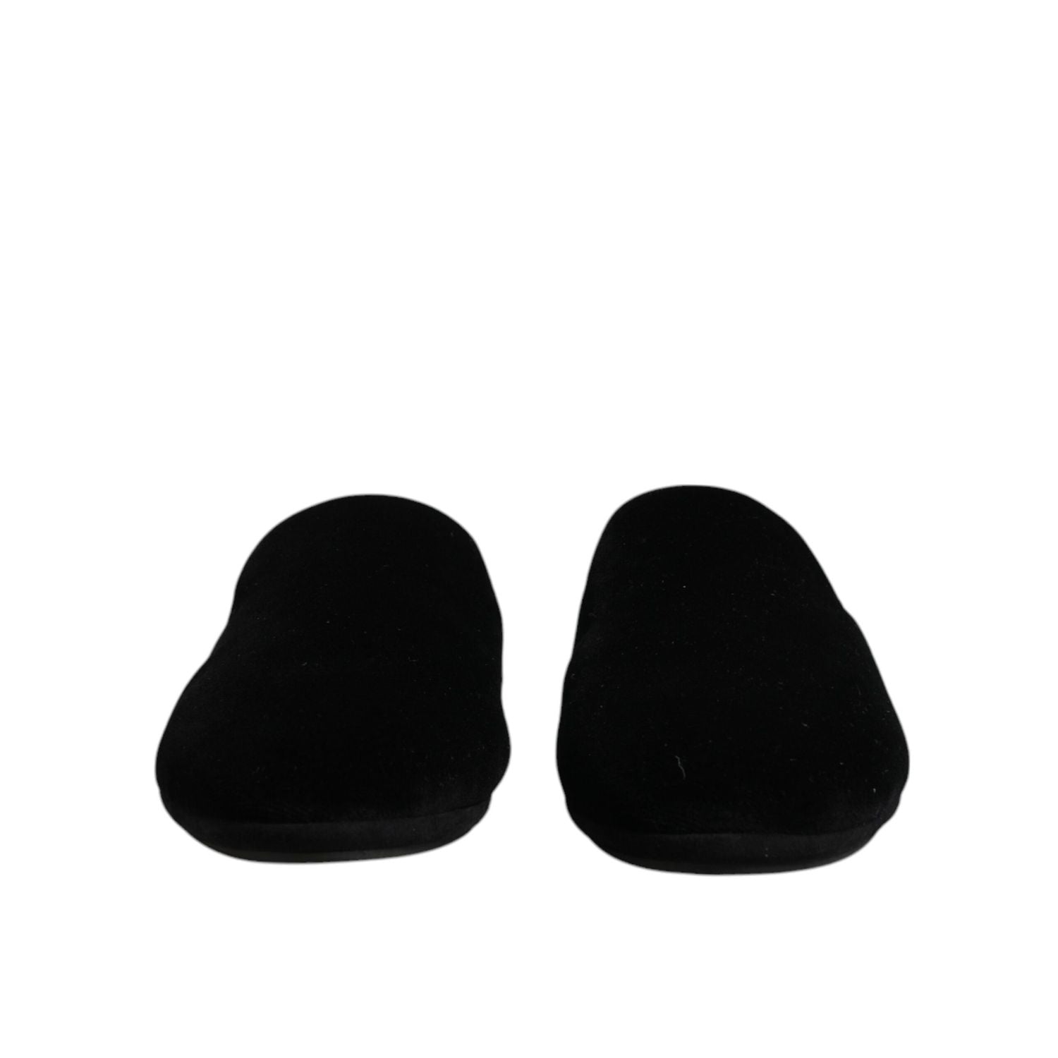 Dolce & Gabbana Black Viscose Velvet Slides Flat Slipper Shoes