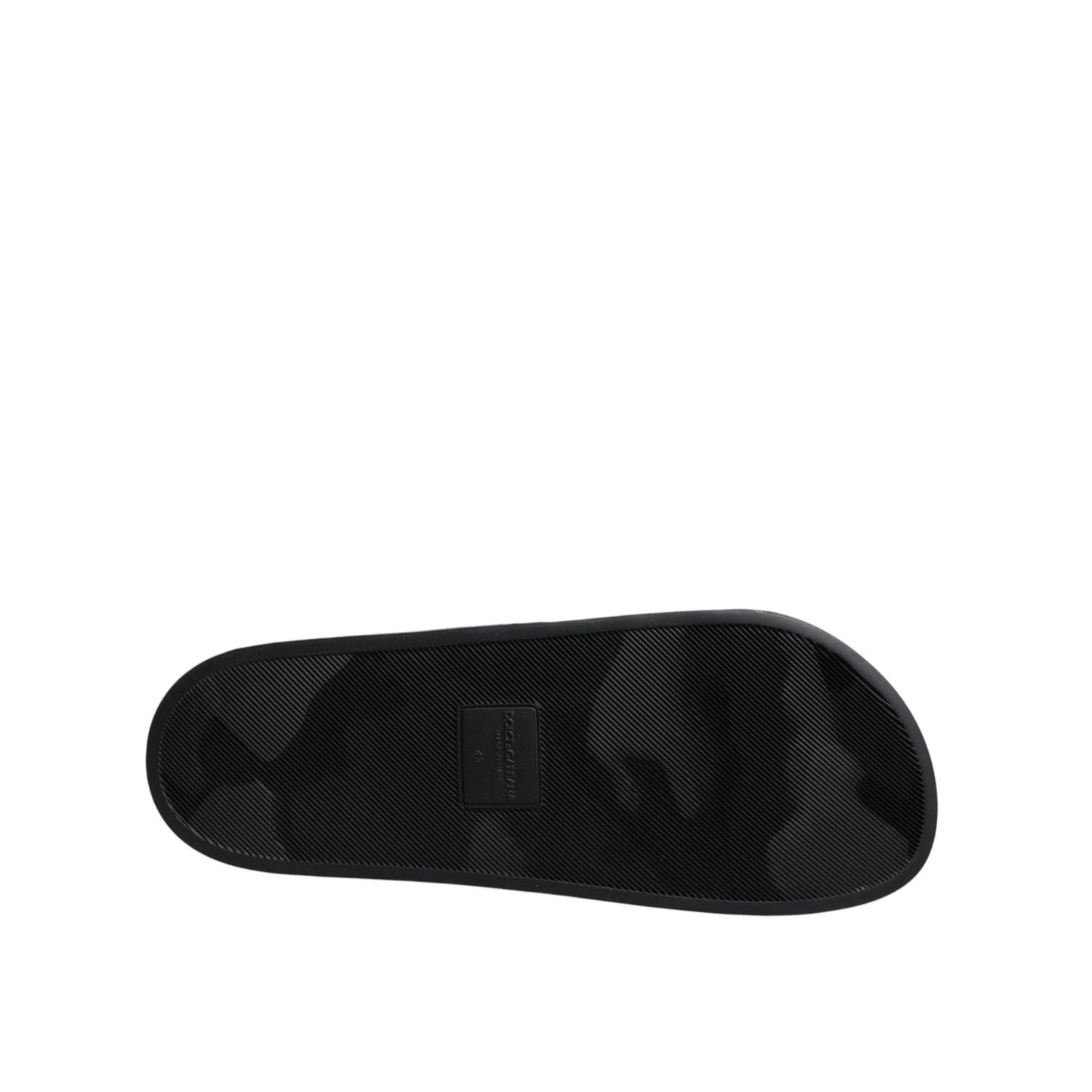 Dolce & Gabbana Black Divers Leather Flats Slides Sandals Beachwear Shoes