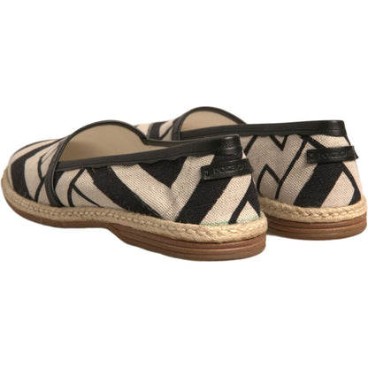 Dolce & Gabbana Black White Stripes Slip On Espadrille Shoes