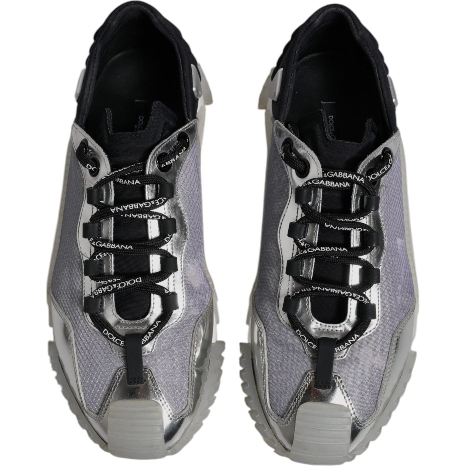 Dolce & Gabbana Silver Black Nylon NS1 Low Top Sneakers Shoes