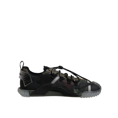 Dolce & Gabbana Black Green Camo NS1 Low Top Sneakers Shoes