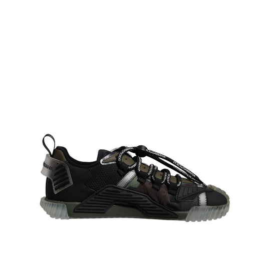 Dolce & Gabbana Black Green Camo NS1 Low Top Sneakers Shoes