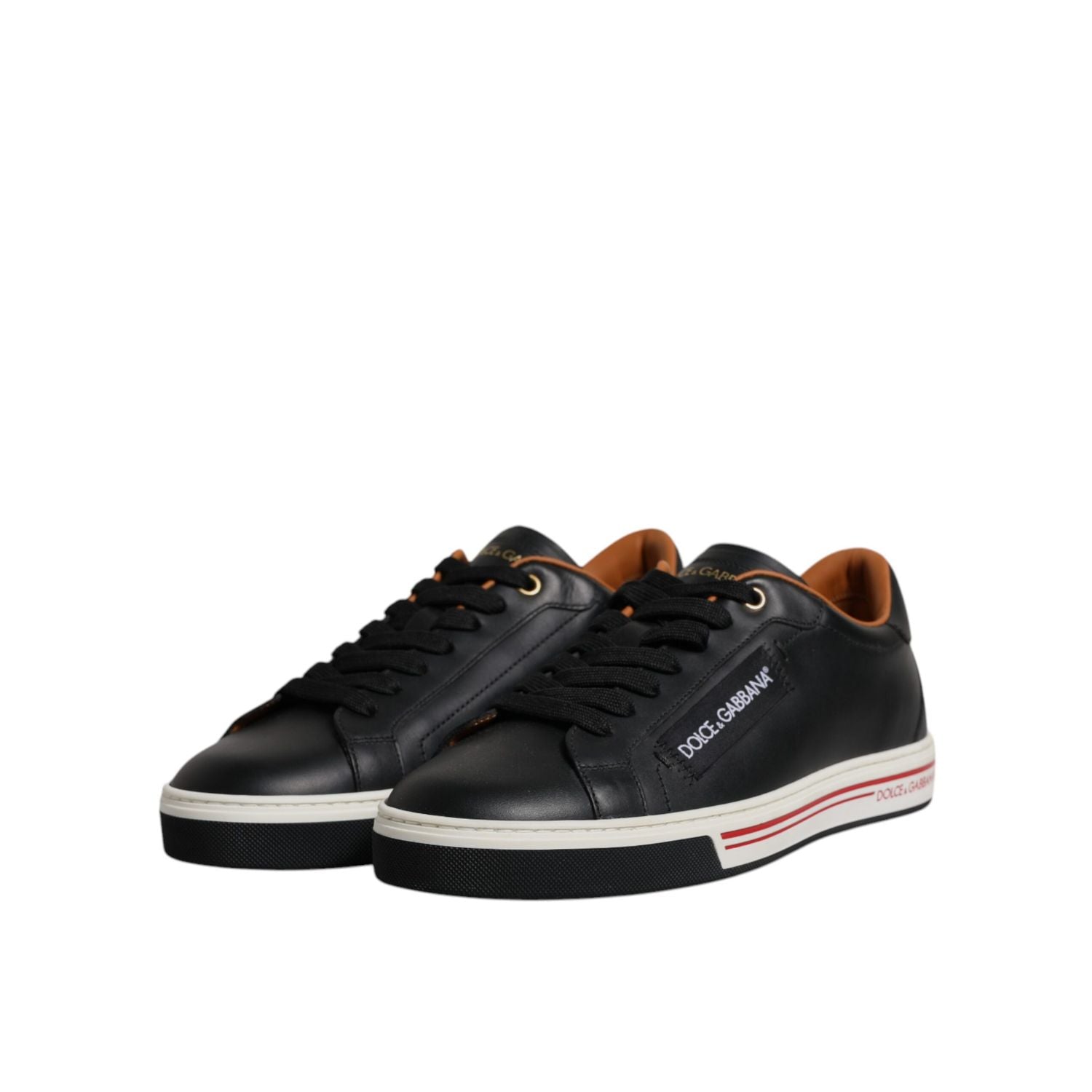 Dolce & Gabbana Black Leather Low Top Men Sneakers Shoes