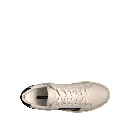 Dolce & Gabbana White Suede Leather Low Top Sneakers Shoes