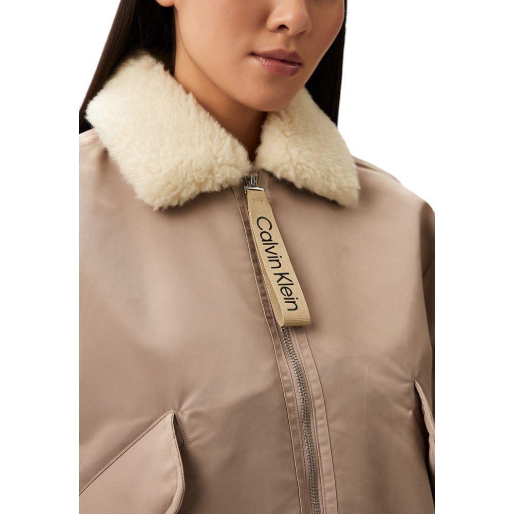 Calvin Klein Jeans Beige Polyester Jackets & Coat CA-16503602507-IT44|L