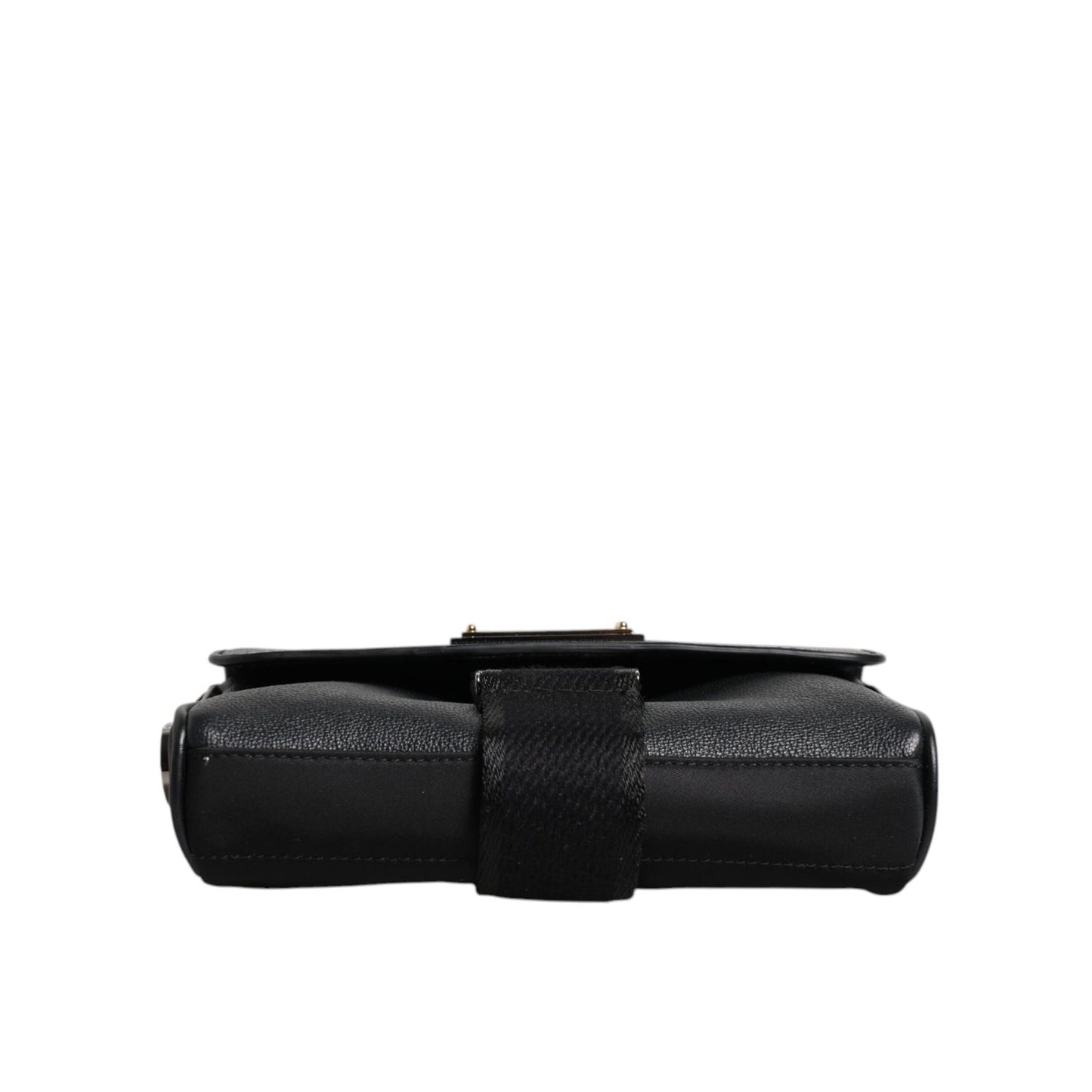 Dolce & Gabbana Black Logo Plaque Leather Buckled Shoulder Crossbody Bag