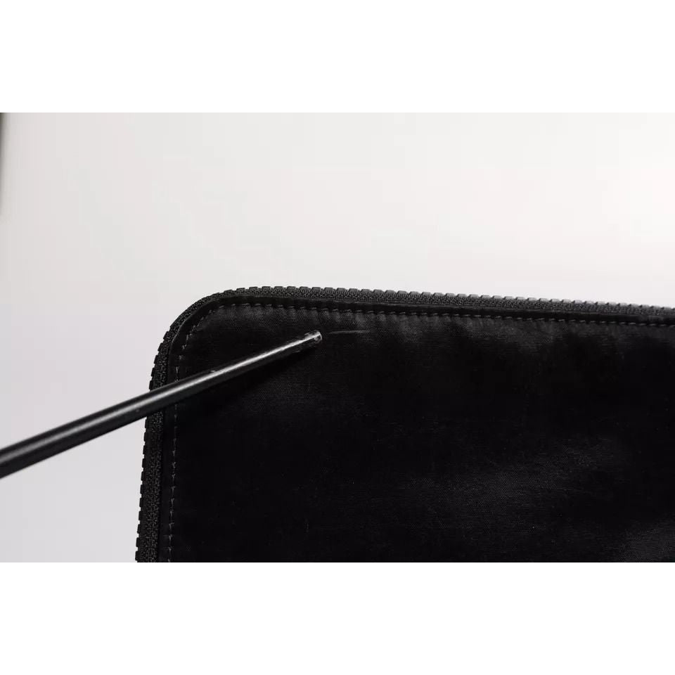 Dolce & Gabbana Black Nylon Logo Plaque Keyring Pouch Clutch Bag