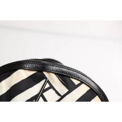 Dolce & Gabbana Black White Nylon Leather Travel Back Pack Bag