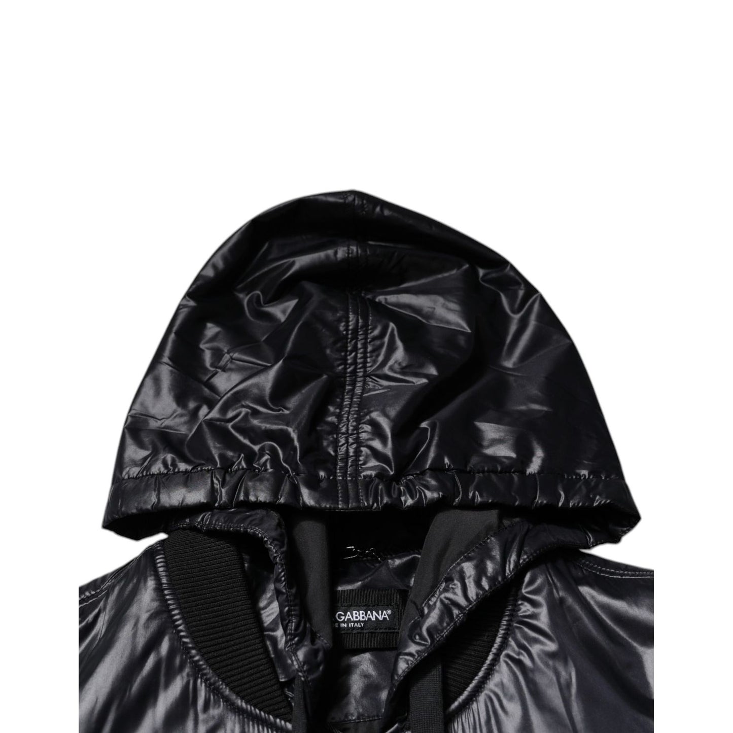 Dolce & Gabbana Black Nylon Hooded Full Zip Blouson Jacket