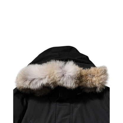 Woolrich Black Hooded Long Sleeves Fur Shearling Coat Jacket