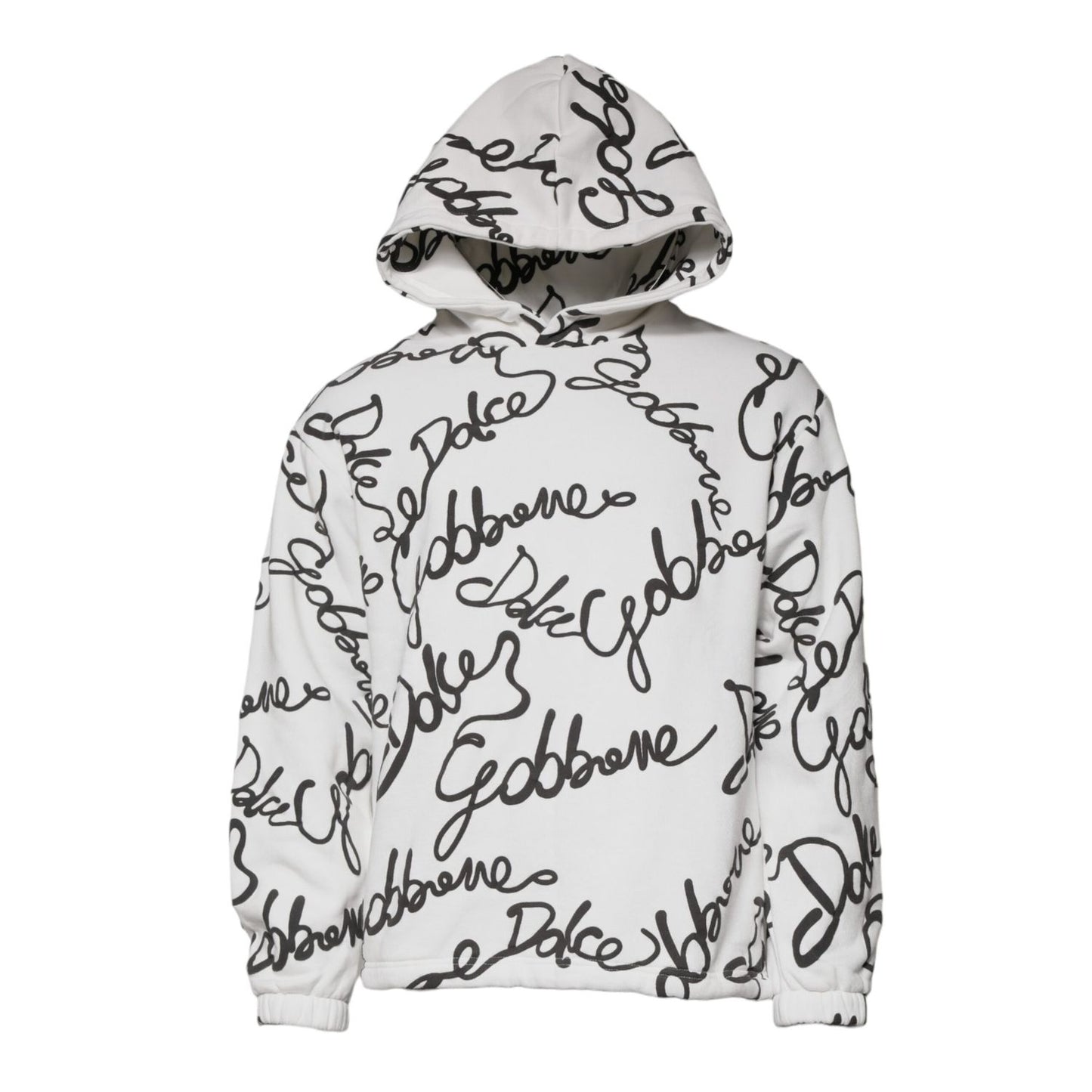 Dolce & Gabbana White Logo Cotton Hooded Sweatshirt Sweater