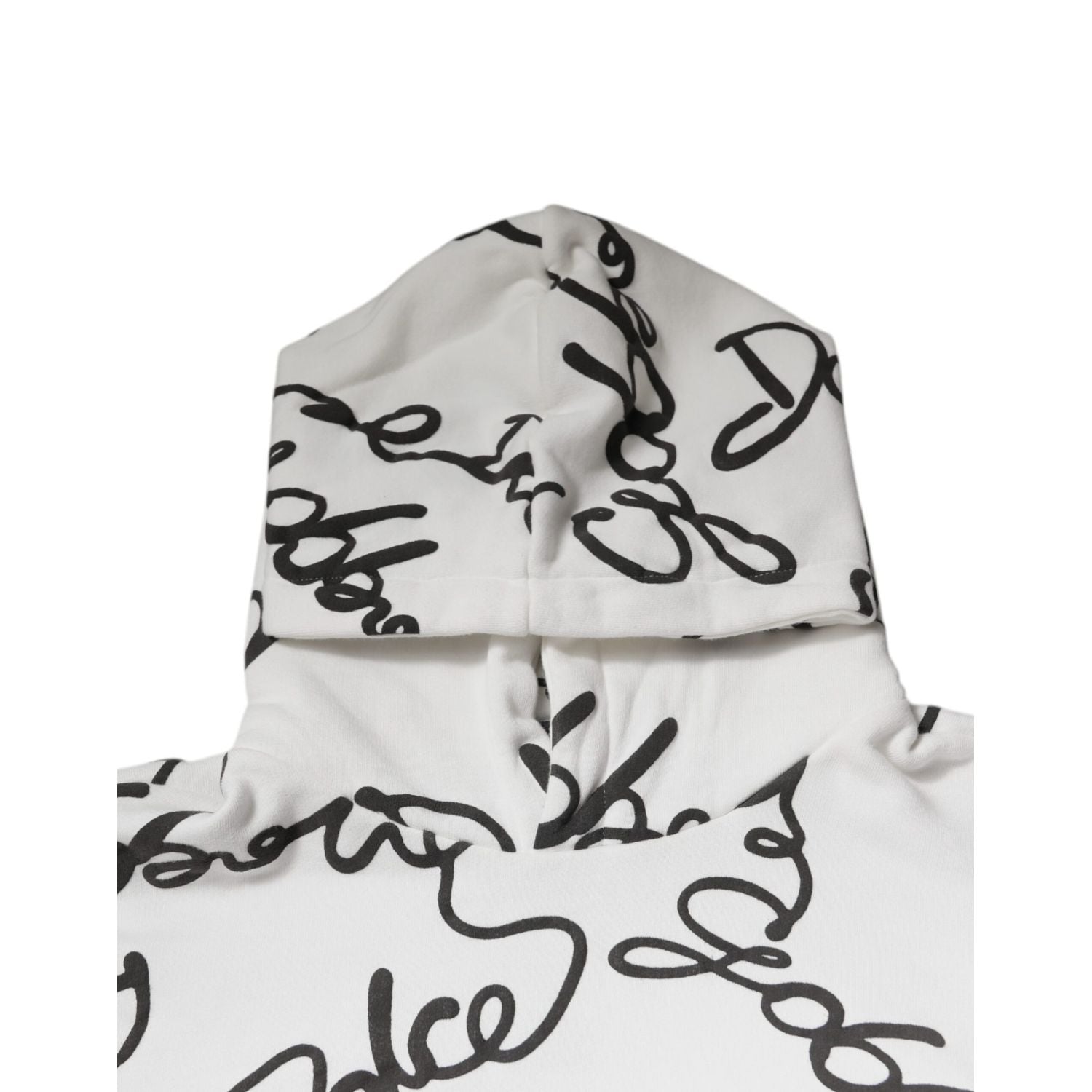 Dolce & Gabbana White Logo Cotton Hooded Sweatshirt Sweater