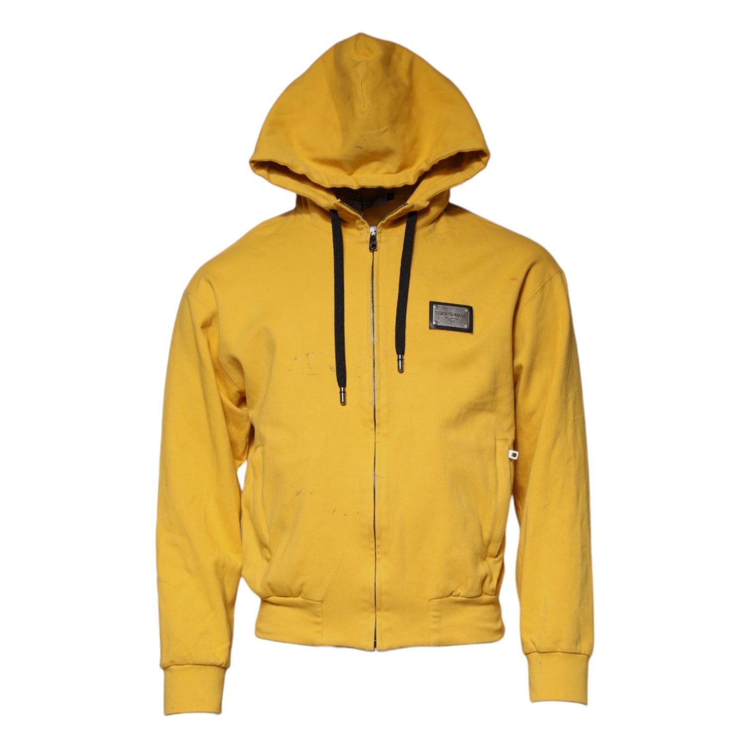 Dolce & Gabbana Yellow Logo Full Zip Hooded Sweatshirt Sweater