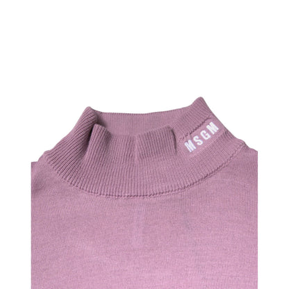 MSGM Purple Wool Knit Turtle Neck Long Sleeve Pullover Sweater