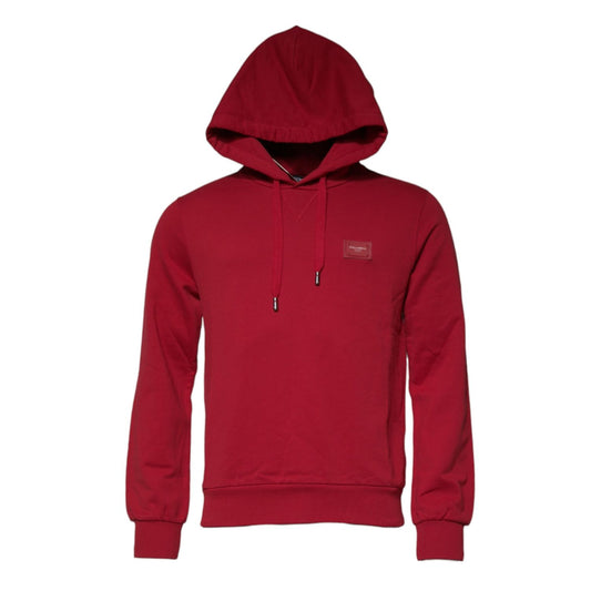Dolce & Gabbana Red Cotton Logo Hooded Sweatshirt Sweater