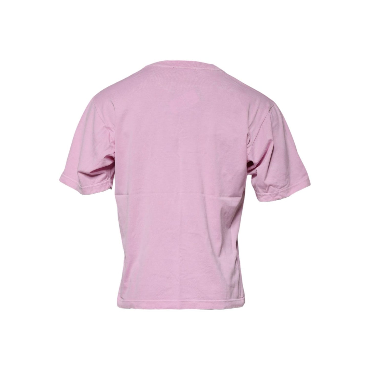 Dolce & Gabbana Pink Logo Print Cotton Crew Neck T-shirt