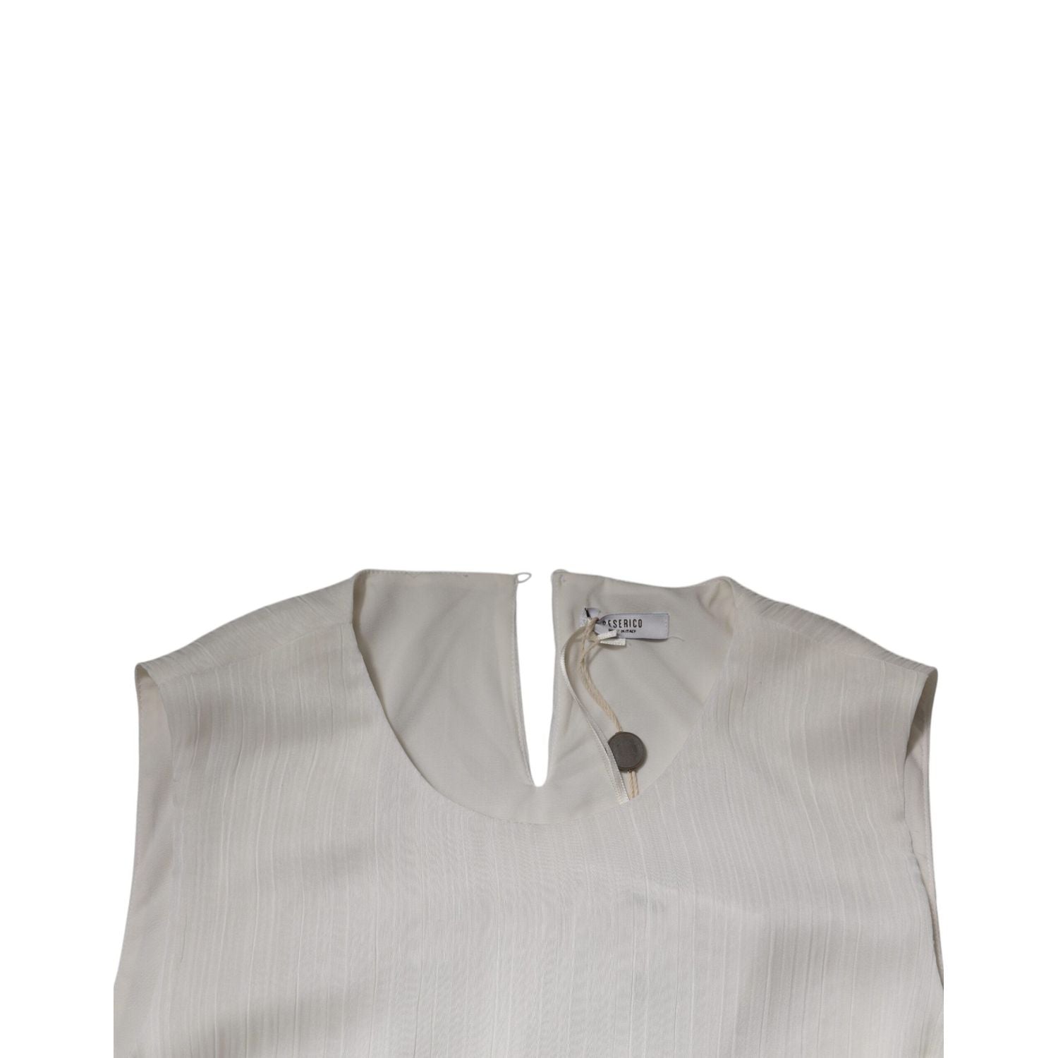 Peserico White Sleeveless Round Neck Shift Long Maxi Dress