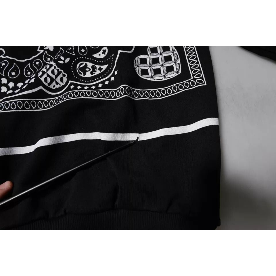 Dolce & Gabbana Black Bandana Hooded Men Sweatshirt Sweater