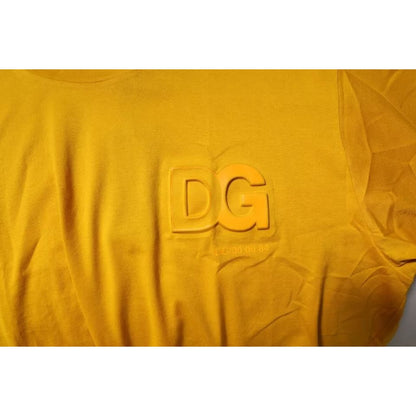 Dolce & Gabbana Dark Yellow Logo Cotton Men Crew Neck T-shirt
