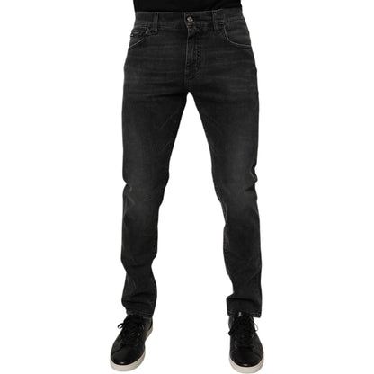Dolce & Gabbana Black Cotton Stretch Skinny Men Denim Jeans