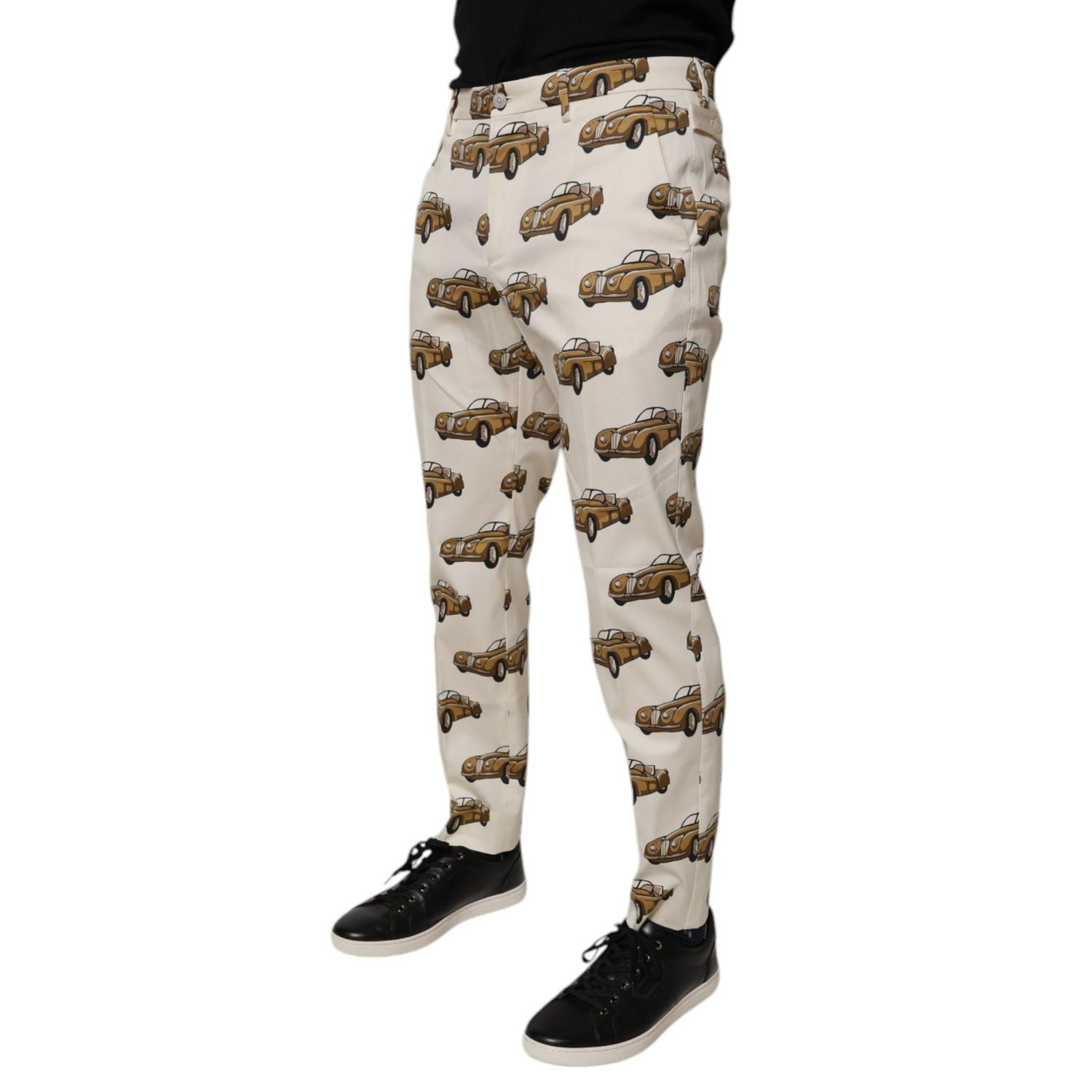 Dolce & Gabbana Off White Cars Cotton Skinny Men Denim Jeans