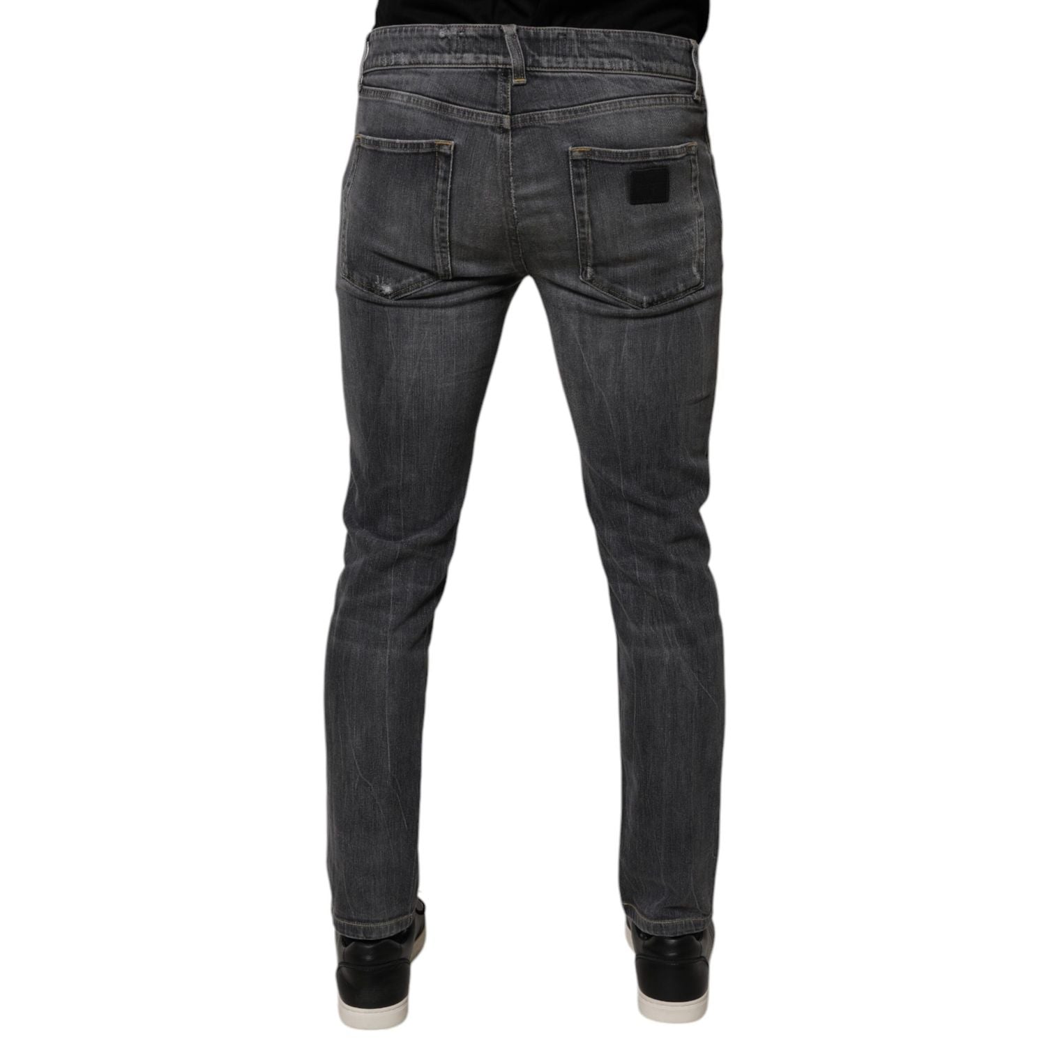 Dolce & Gabbana Dark Gray Washed Cotton Skinny Men Denim Jeans