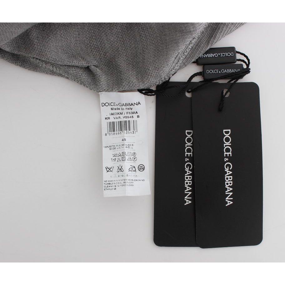 Dolce & Gabbana Gray Crewneck Pullover Silk Sweater