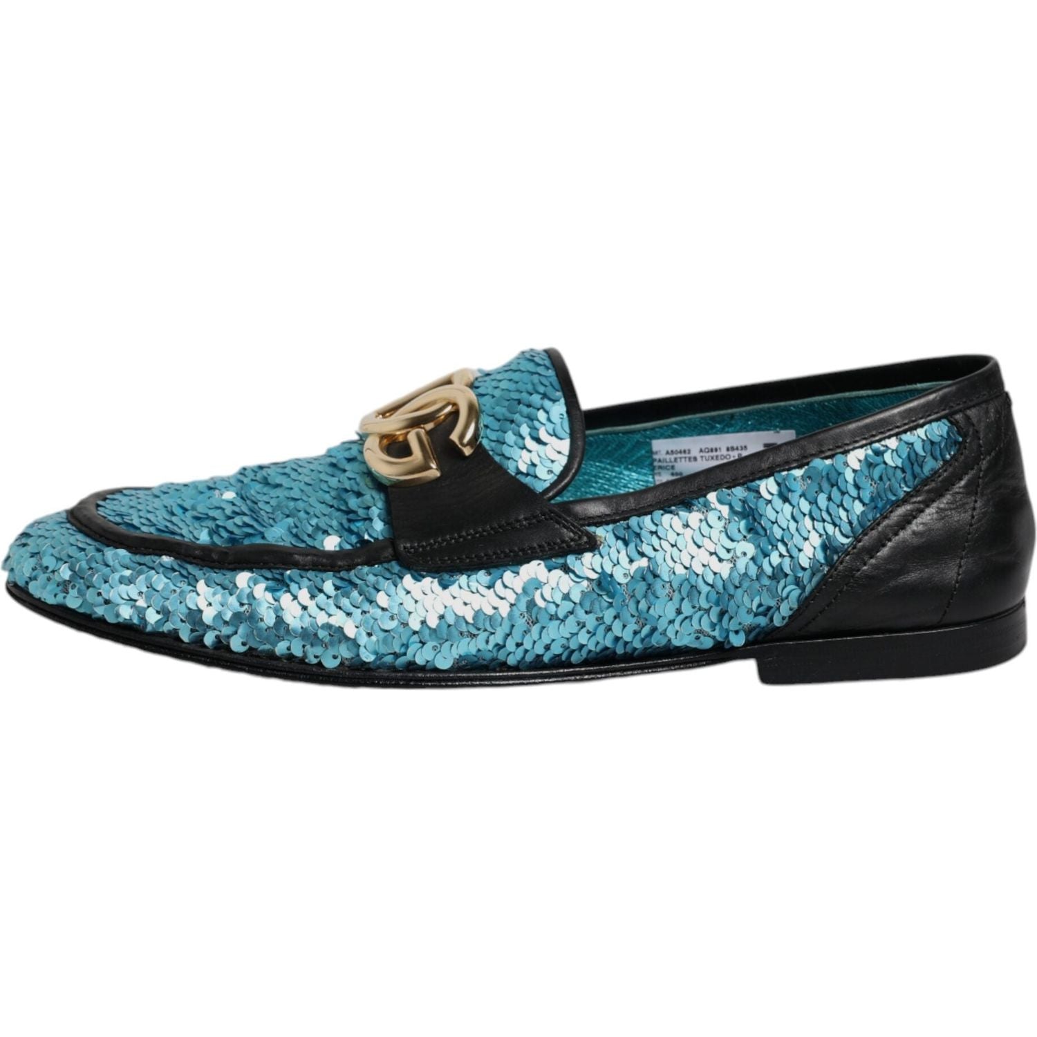 Dolce & Gabbana Blue Sequined Loafers Formal Dress Shoes