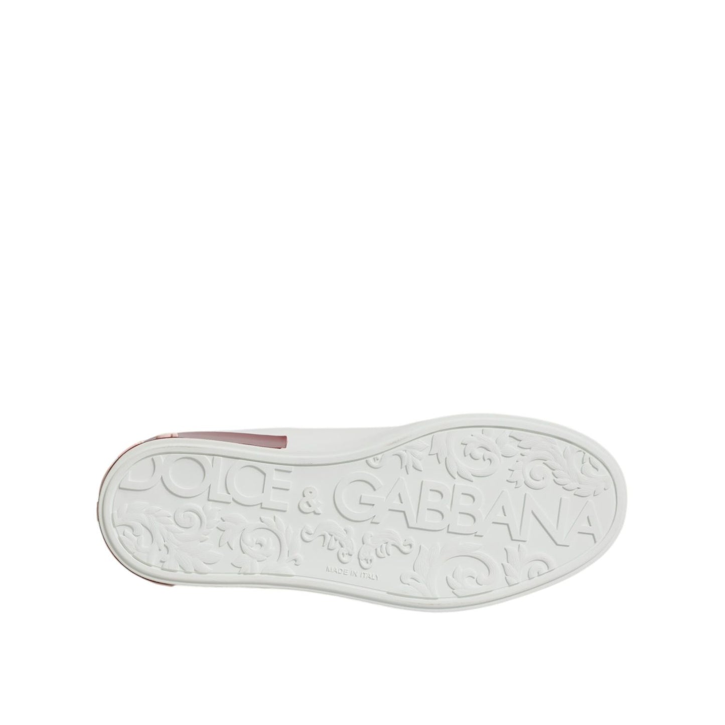 Dolce & Gabbana White Red Leather Portofino Men Sneaker Shoes