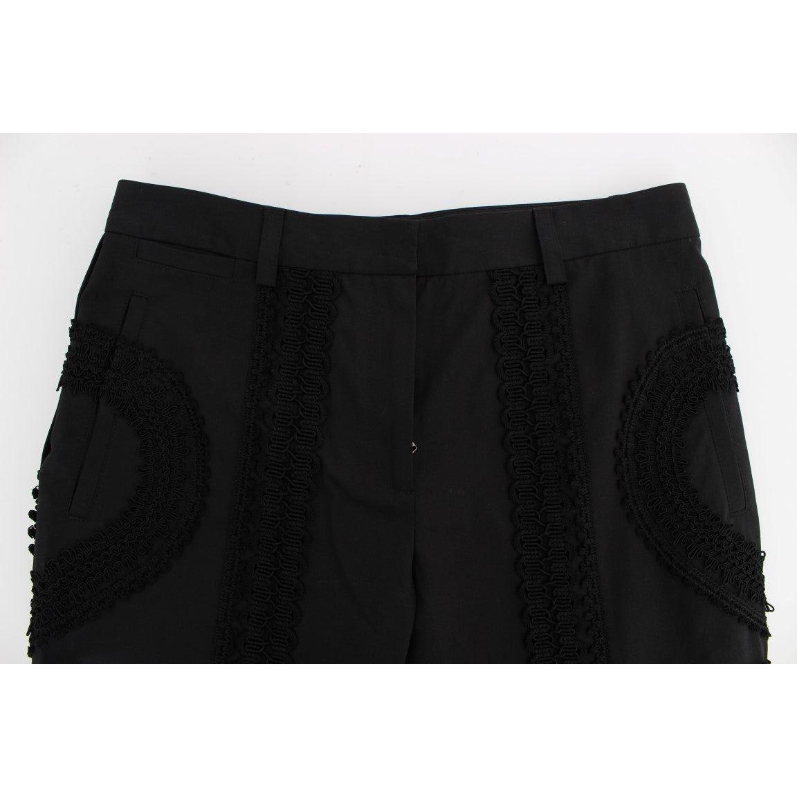 Dolce & Gabbana Black Cotton Stretch Torero Capris Pants 1% PL,1728,18% VI,2% Elastane,4% Silk,67345645728,Black,Clothing,Cropped Pants - Pants - Clothing,Dolce & Gabbana,IT36 | XS,IT38 | S,IT42|M,Jeans & Pants - Women - Clothing,Material: 75% Cotton,New