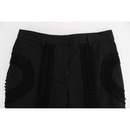 Dolce & Gabbana Black Cotton Stretch Torero Capris Pants 1% PL,1728,18% VI,2% Elastane,4% Silk,67345645728,Black,Clothing,Cropped Pants - Pants - Clothing,Dolce & Gabbana,IT36 | XS,IT38 | S,IT42|M,Jeans & Pants - Women - Clothing,Material: 75% Cotton,New