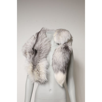 Dolce & Gabbana White Fox Fur Neck Wrap Warmer Winter Scarf