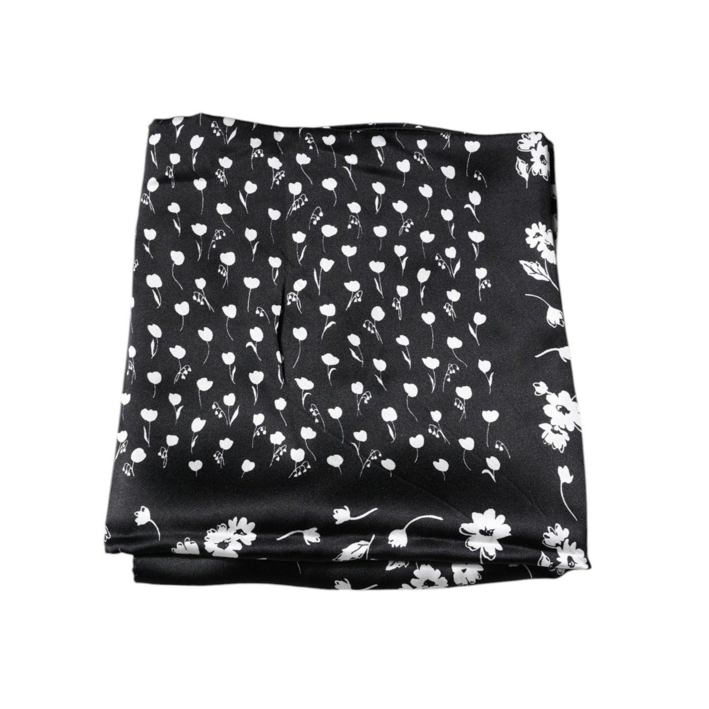 Dolce & Gabbana Black Floral Silk Square Wrap Shawl Scarf