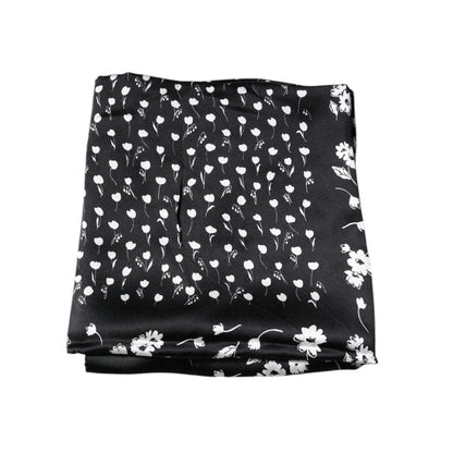 Dolce & Gabbana Black Floral Silk Square Wrap Shawl Scarf