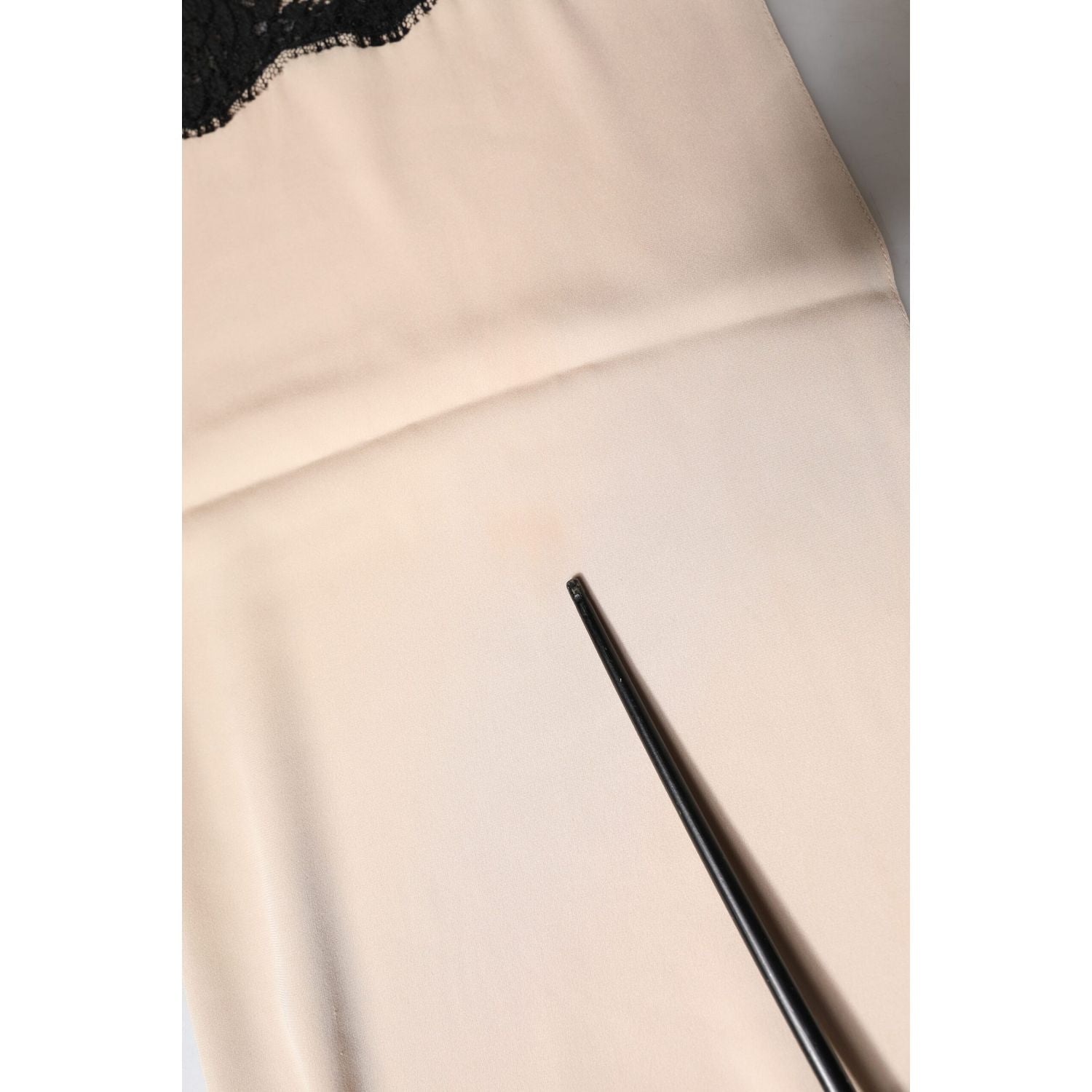 Dolce & Gabbana Beige Floral Lace Trim Silk Neck Wrap Scarf