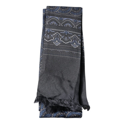 Dolce & Gabbana Dark Blue Fantasy Silk Neck Wrap Shawl Scarf