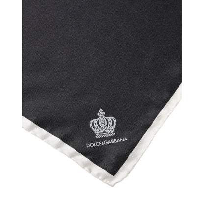 Dolce & Gabbana Black Crown Logo Square Handkerchief Scarf