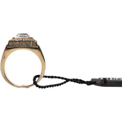 Dolce & Gabbana Gold Tone Sterling Silver 925 Crystals Ring