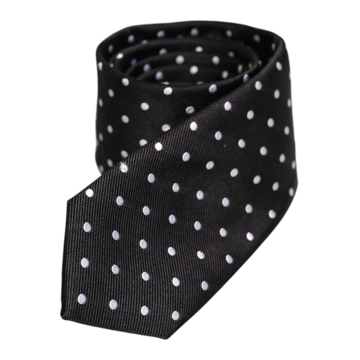 Dolce & Gabbana Black Polka Dots Silk Adjustable Necktie Tie