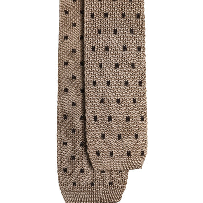 Dolce & Gabbana Beige Polka Dot Silk Adjustable Necktie Tie