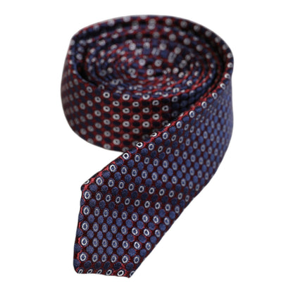 Dolce & Gabbana Red Blue Circles Silk Adjustable Necktie Tie