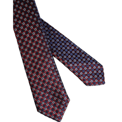 Dolce & Gabbana Red Blue Circles Silk Adjustable Necktie Tie