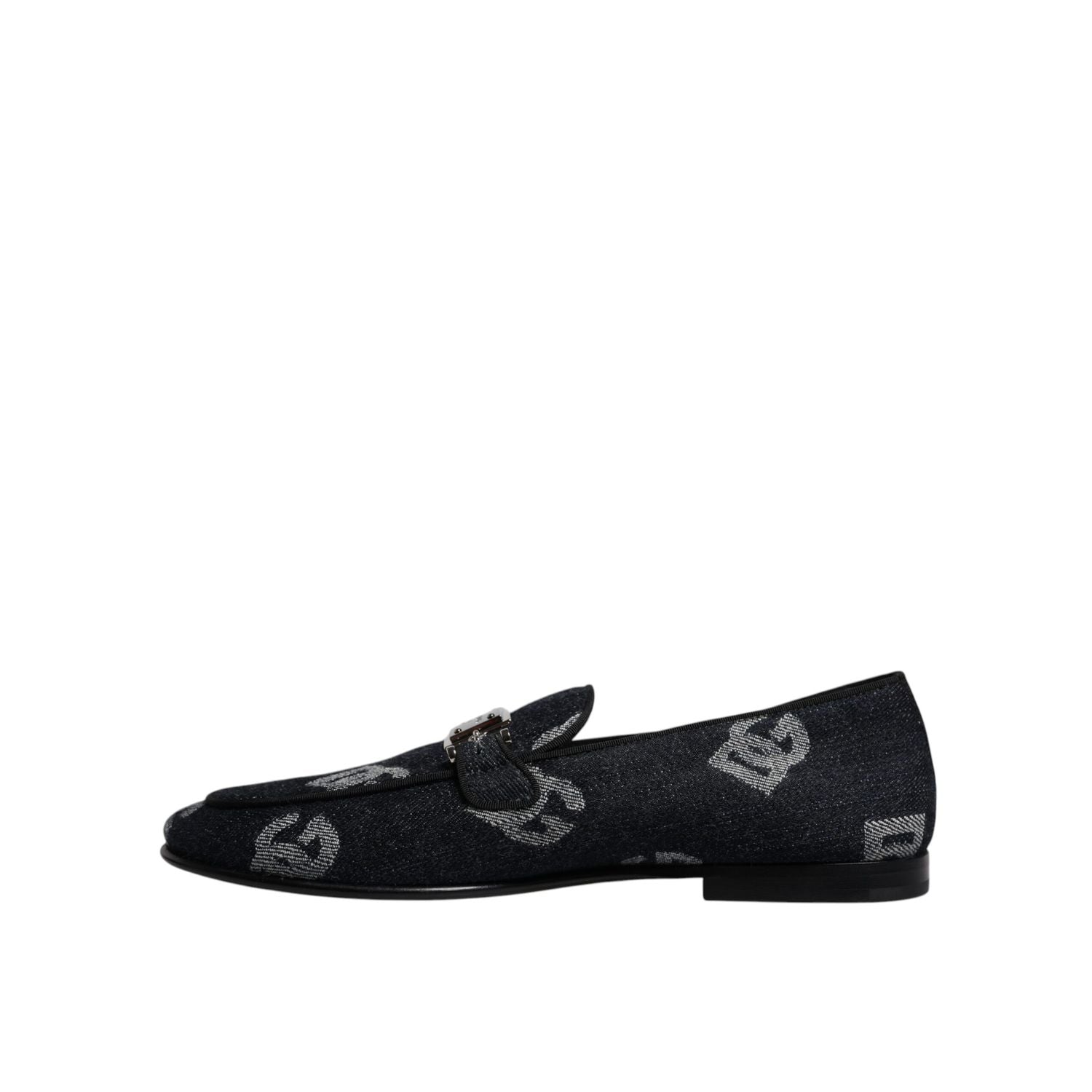 Dolce & Gabbana Black Logo Cotton Loafers Formal Dress Shoes