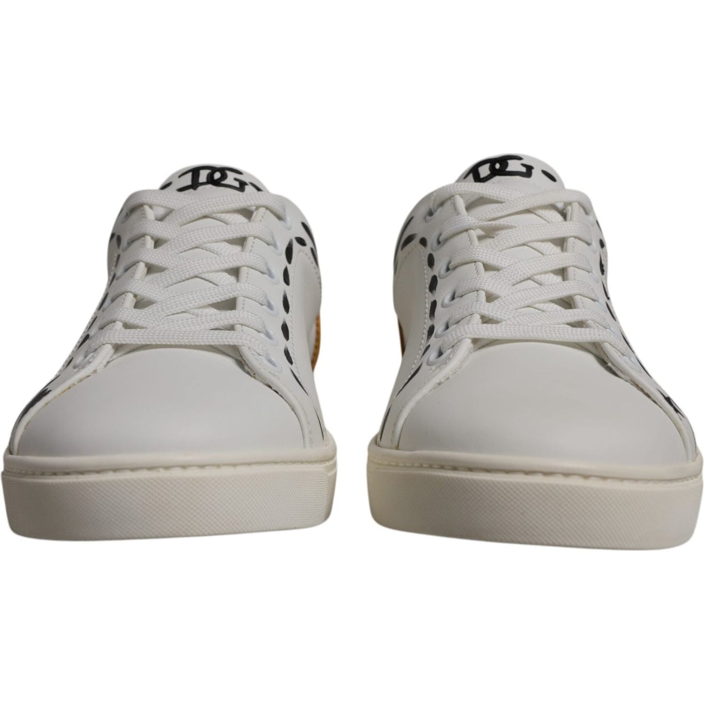 Dolce & Gabbana White Suede Leather Low Top Sneakers Shoes