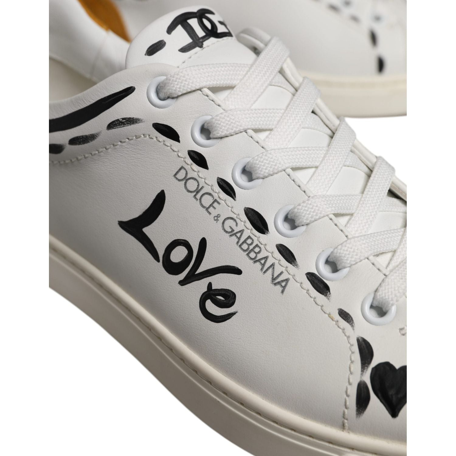 Dolce & Gabbana White Suede Leather Low Top Sneakers Shoes
