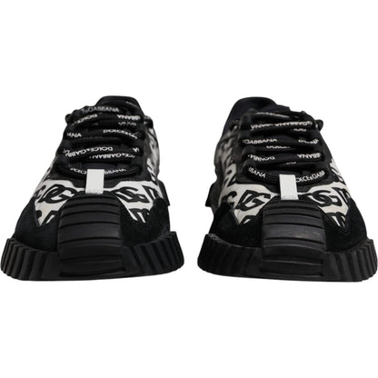 Dolce & Gabbana Black Logo Lace Up Low Top NS1 Sneakers Shoes