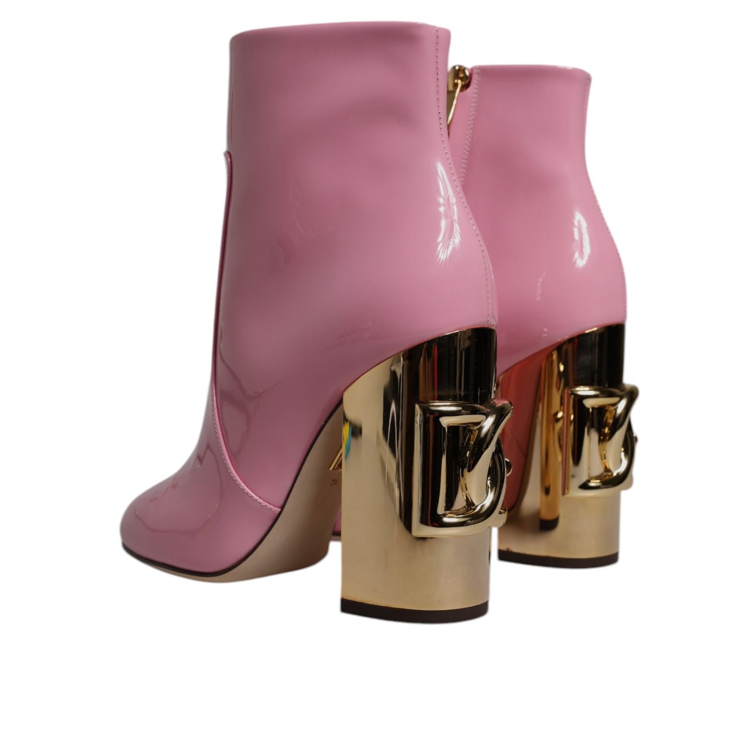 Dolce & Gabbana Pink Patent Leather Heel Mid Calf Boots Shoes