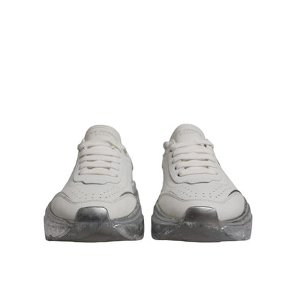 Dolce & Gabbana White Silver Daymaster Low Top Sneaker Shoes