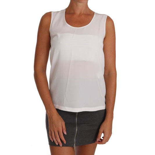 Dolce & Gabbana White Silk A-line Sleeveless Blouse T-Shirt Top