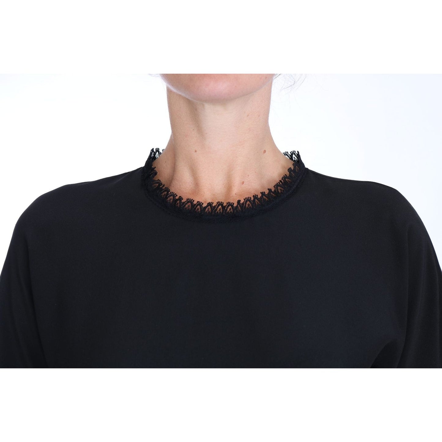 Dolce & Gabbana Black Silk Lace Top Blouse T-Shirt